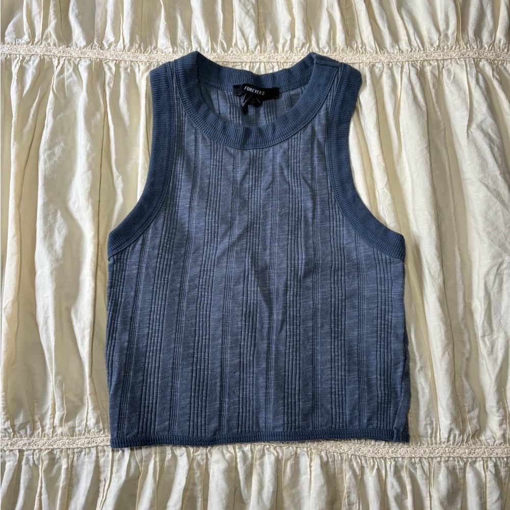 Light navy blue ribbed tank top size small